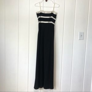 Ann Taylor Strapless Maxi Dress Long Black White Size 2